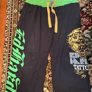 Neon Green Ed Hardy Sweatpants